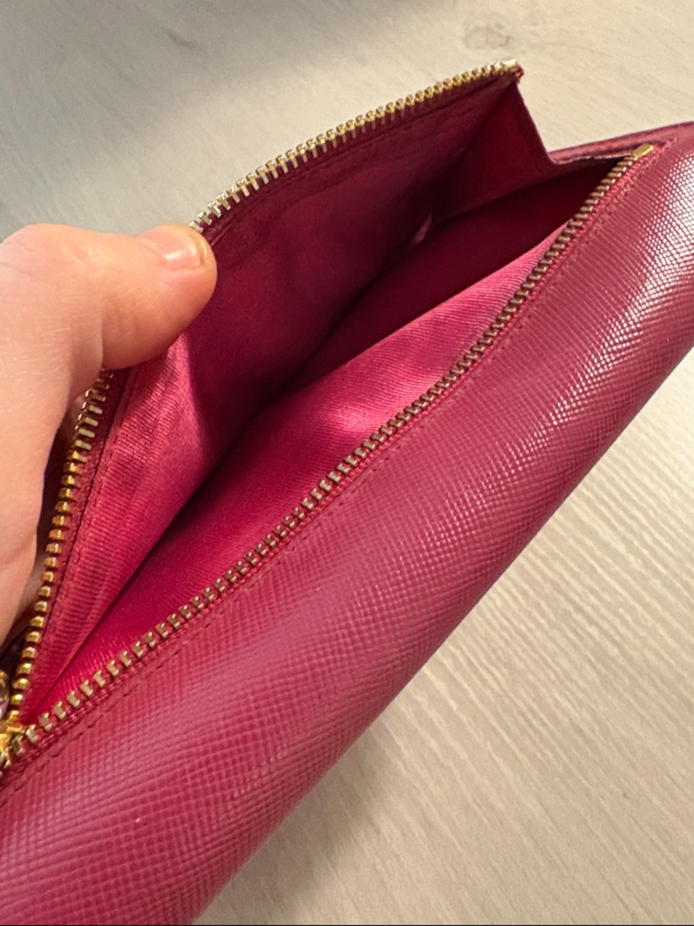 Prada Saffiano Leather Long Wallet - Raspberry - Picture 3 of 12